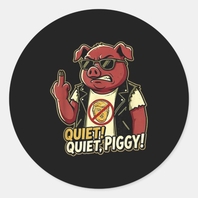 Sticker Rond Quiet Ggy Sarcastic Litical Humor Funny Design Gif (Devant)