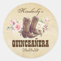 Quinceañera 15e anniversaire Bottes de cowboy occi