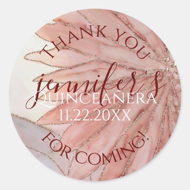 Sticker Rond Quinceanera 15ème Soirée d'Anniversaire (Devant)