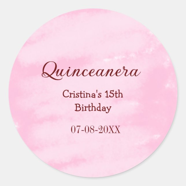 Sticker Rond Quinceanera anos 15e anniversaire ajouter nom text (Devant)