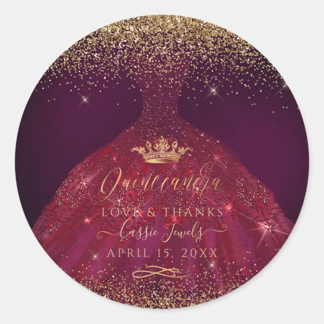 Sticker Rond Quinceañera Bourgogne (Devant)