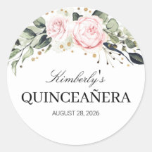 Quinceanera florale rose et or