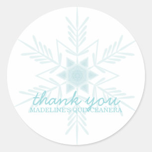 Sticker Rond QUINCEAÑERA gelé HIVER WONDERLAND faveur