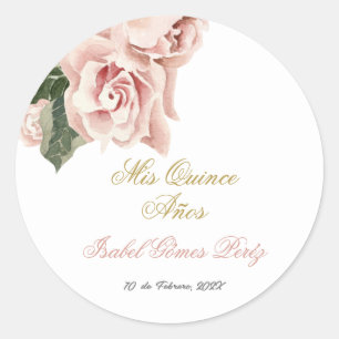 Sticker Rond Quinceanera invitation en espagnol