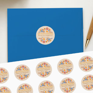 Sticker Rond Quinceanera Western Mexican Fiesta Party