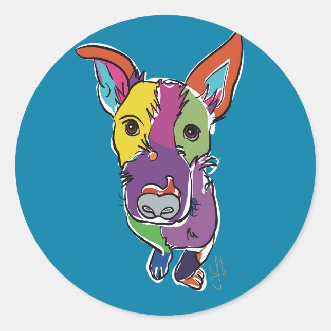 Sticker Rond Quincy Texas Piedog (Devant)