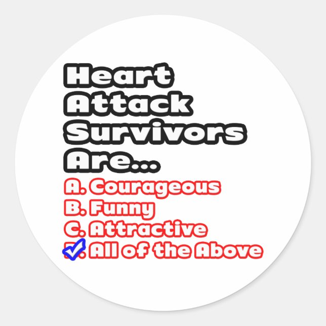 Sticker Rond Quiz du survivant de l'attaque cardiaque (Devant)