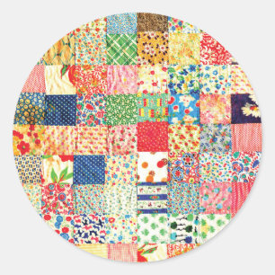 Sticker Rond QWL Patchwork Quilt MOTIF COLORÉ ARRIÈRE - PLAN HO