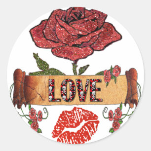 Sticker Rond RAB Rockabilly Roses, Amour & Rouge à Lèvres