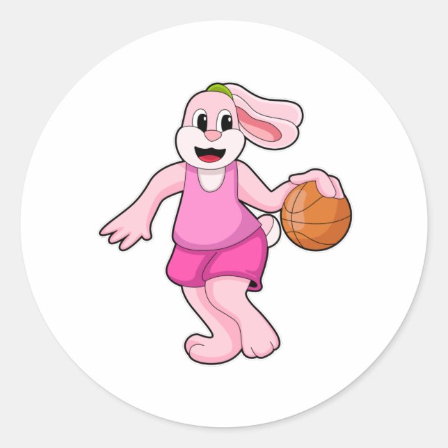 Sticker Rond Rabbit à Basketball Sports (Devant)