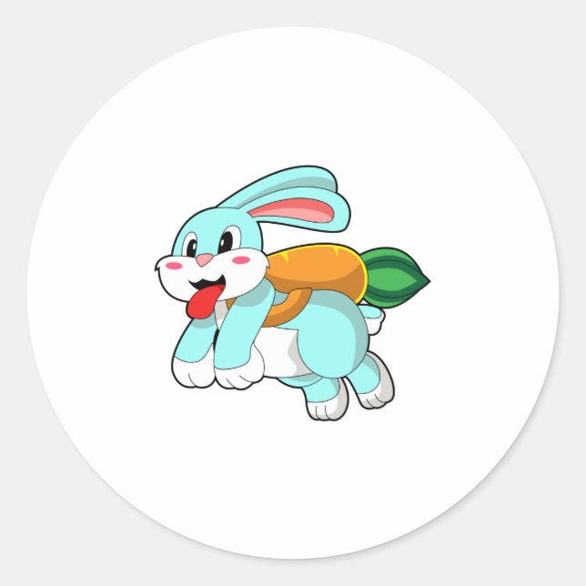 Sticker Rond Rabbit avec carotte comme fusée (Devant)