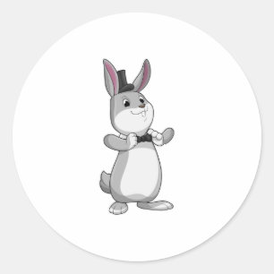 Sticker Rond Rabbit avec chapeau et cravate de la ceinture