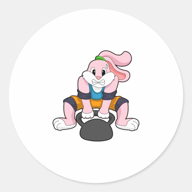 Sticker Rond Rabbit en forme avec Dumbbell.PNG (Devant)