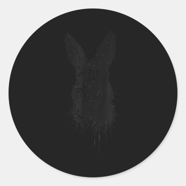 Sticker Rond Rabbit Ink Art Nge Edgy Forest Wildlife Rtrait Bun (Devant)