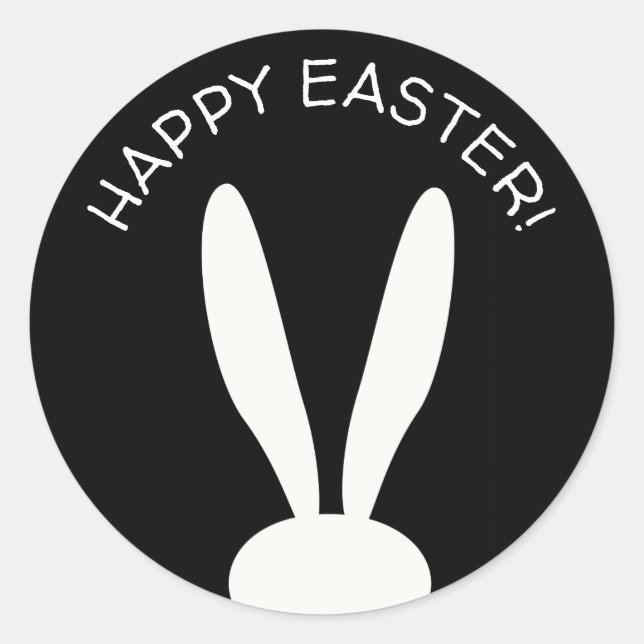 Sticker Rond Rabbit Joyeux OEufs de Pâques Chasse Printemps Fêt (Devant)