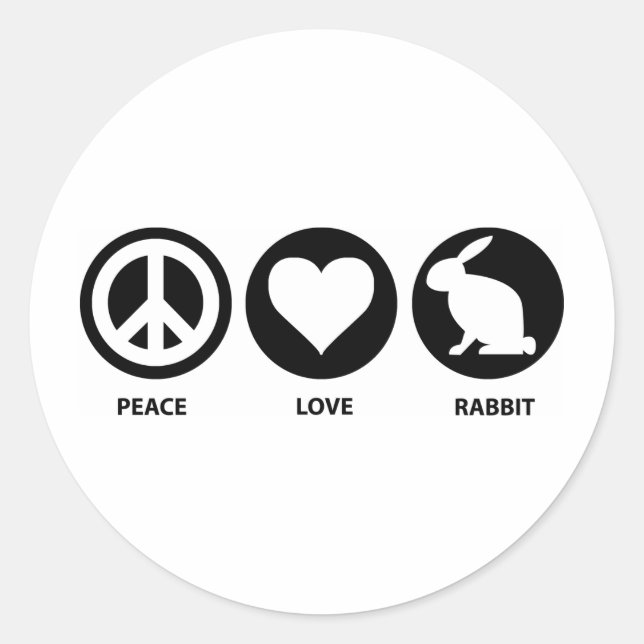 Sticker Rond Rabbit Peace Love (Devant)