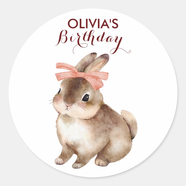 Sticker Rond Rabbit rose arc personnalisé cadeau (Devant)