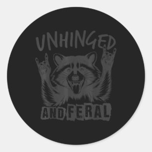 Sticker Rond Raccoon Drôle Et Feral Fingé Hommes Fille Jeune