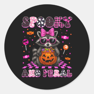 Sticker Rond Raccoon éffrayant Et Feral Cut Costumes Halloween