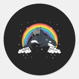 Sticker Rond Raccoon Raccoon Trash Panda Orca Whale Er