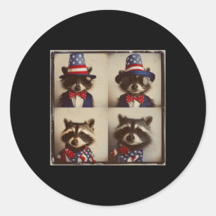 Sticker Rond Raccoon Vintage Style de machine photo, Indépendan