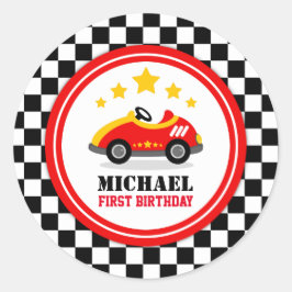 Sticker Rond Race Car fête d'anniversaire