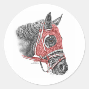 Sticker Rond Race Horse Portrait Soies