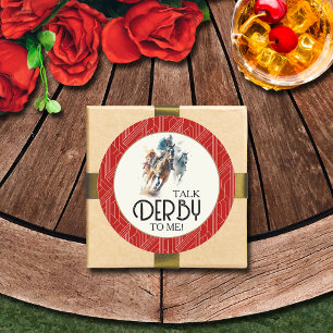 Sticker Rond Racehores et Jockeys Derby Red