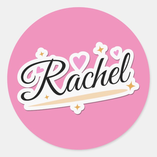 Sticker Rond Rachel nom joli design (Devant)
