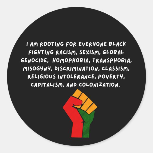 Sticker Rond Racine pour tout le monde Noir - Junetdix Pride (Devant)