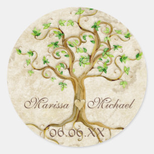 Sticker Rond Racines de l'arbre à spirales - Mariage de jonctio