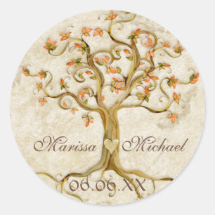 Sticker Rond Racines de l'arbre à spirales - Mariage de jonctio