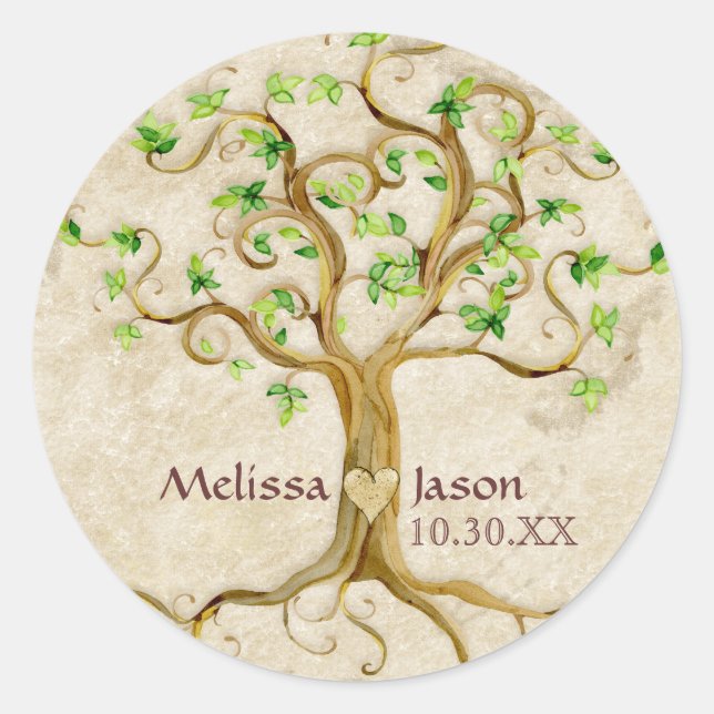Sticker Rond Racines de l'arbre de rotation Noms personnalisés  (Devant)
