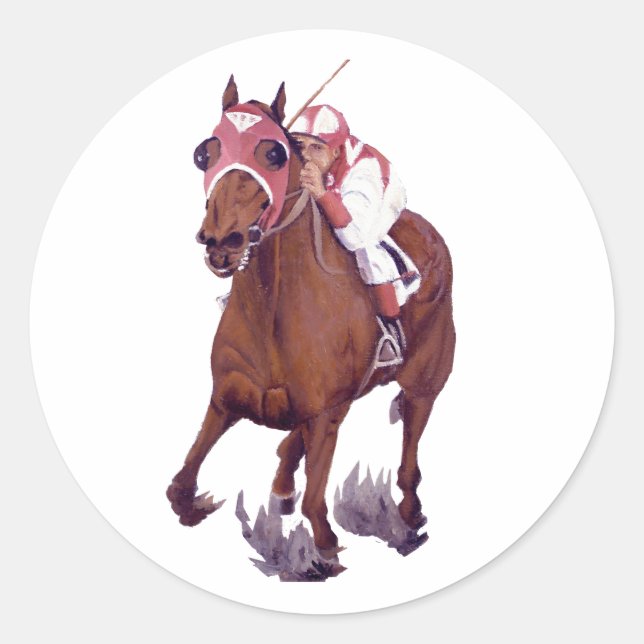 Sticker Rond Racing Thoroughbred est le cheval gagnant (Devant)