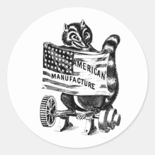 Sticker Rond Racoon Americana Illustration d'art politique