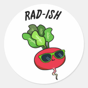 Sticker Rond Rad-ish Funny Vegetable Radish Pun