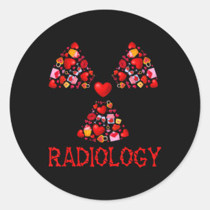 Sticker Rond Radiologie Saint-Valentin Cœurs Mignon Radiologue 