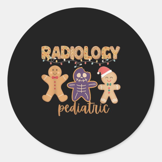 Sticker Rond Radiology Tech Pediatric Christmas Gingerbread Man (Devant)