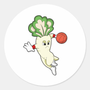 Sticker Rond Radish aux sports de basketball
