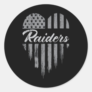 Sticker Rond Raiders Nom de coeur Hommes Femmes Fille Enfant