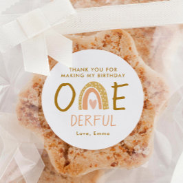 Sticker Rond Rainbow 1er anniversaire fille Merci