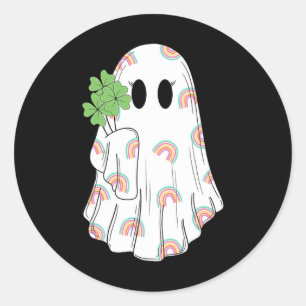 Sticker Rond Rainbow Boo Shamrock Ghost St Patrick's Day Éffray