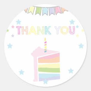 Sticker Rond Rainbow Cake Pastel Merci