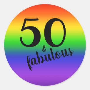 Sticker Rond Rainbow Cinquante et fabuleux 50e anniversaire