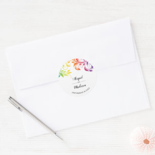 Sticker Rond Rainbow couleurs feuille de défilement gay lesbien