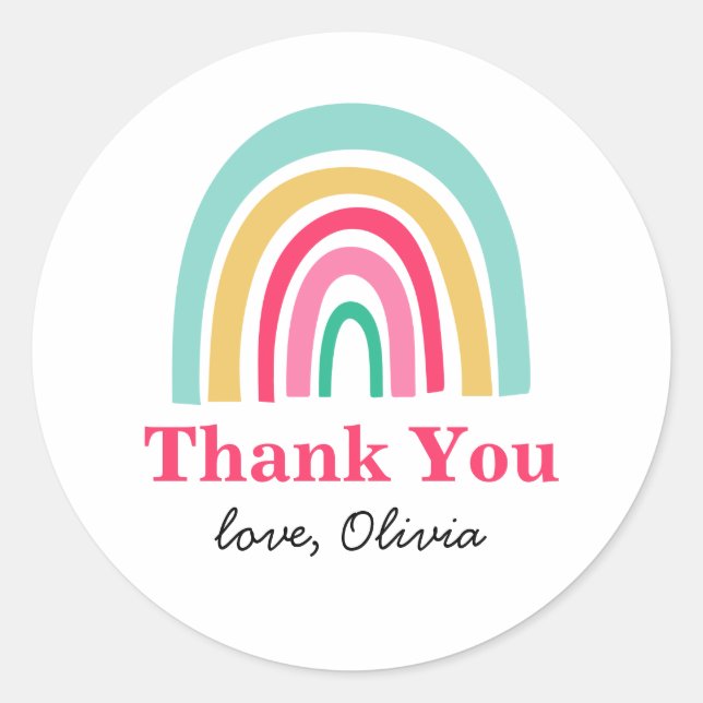 Sticker Rond Rainbow couleurs vives anniversaire merci pour (Devant)