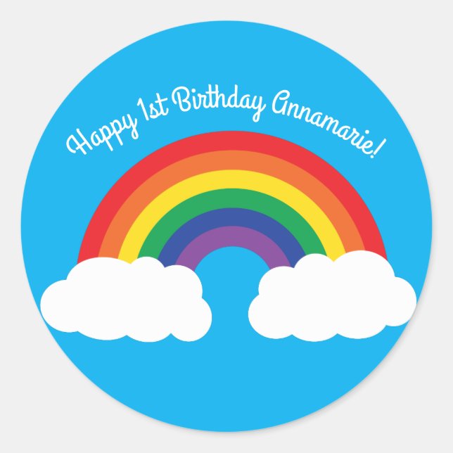 Sticker Rond Rainbow Cute Kid's Birthday Party (Devant)