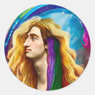 Sticker Rond Rainbow Deity Homme Of All love Imaginaire Art