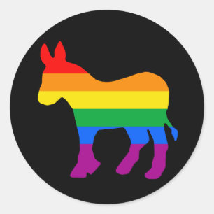 Sticker Rond Rainbow Democrat
