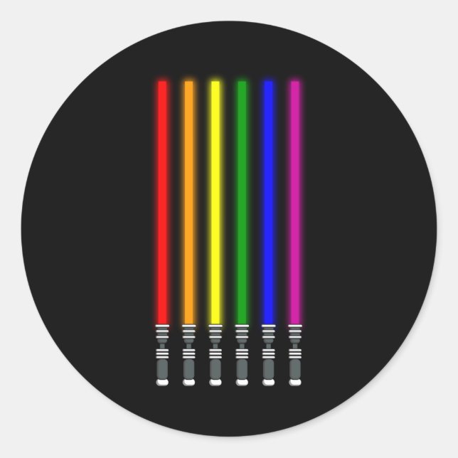 Sticker Rond RAINBOW LIGHTSABER LGBT Pride Mois LGBTQ Rainbow (Devant)